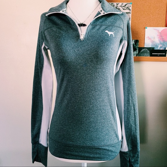 PINK Victoria's Secret Tops - PINK • Grey Workout ¾ Zip Up